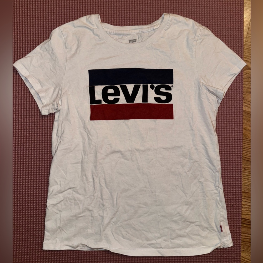 Levi's White Tee with Red and Blue Logo